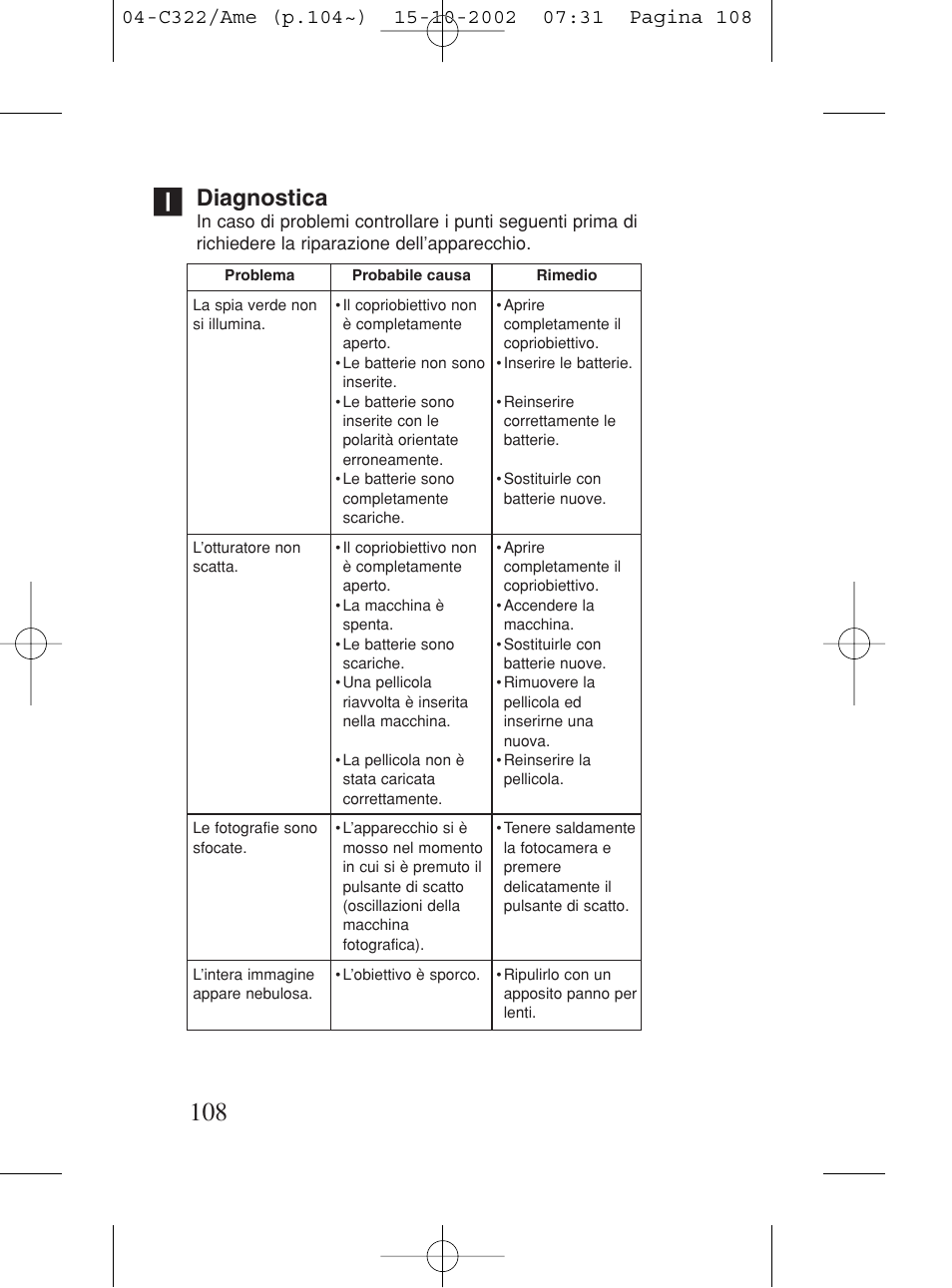 Diagnostica | Canon Prima BF-80 Set User Manual | Page 108 / 115