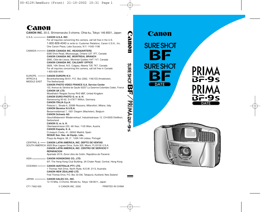 Canon Prima BF-9s Set User Manual | 119 pages