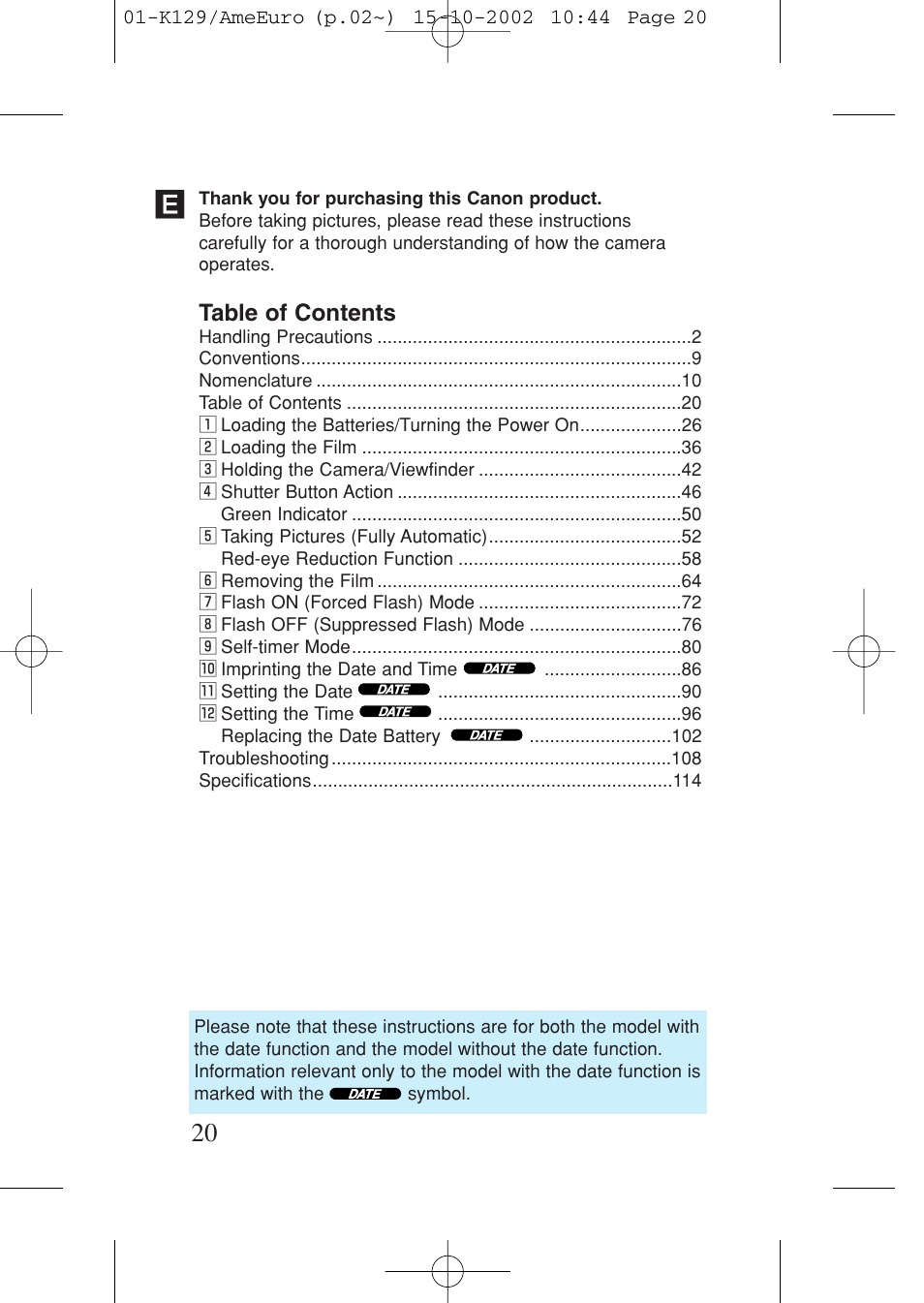 Canon Prima BF-9s Set User Manual | Page 20 / 119