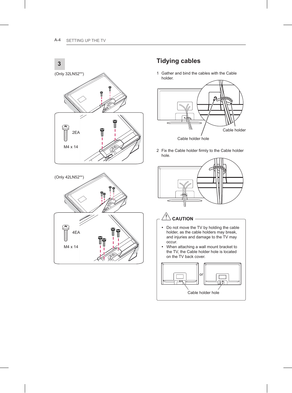 Tidying cables | LG 32LN520B User Manual | Page 4 / 208