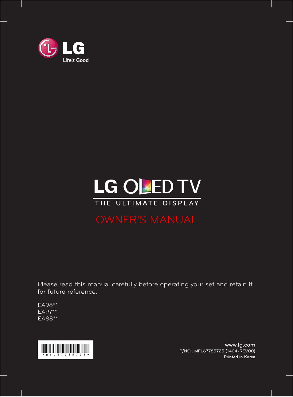 LG 55EA970V User Manual | 316 pages