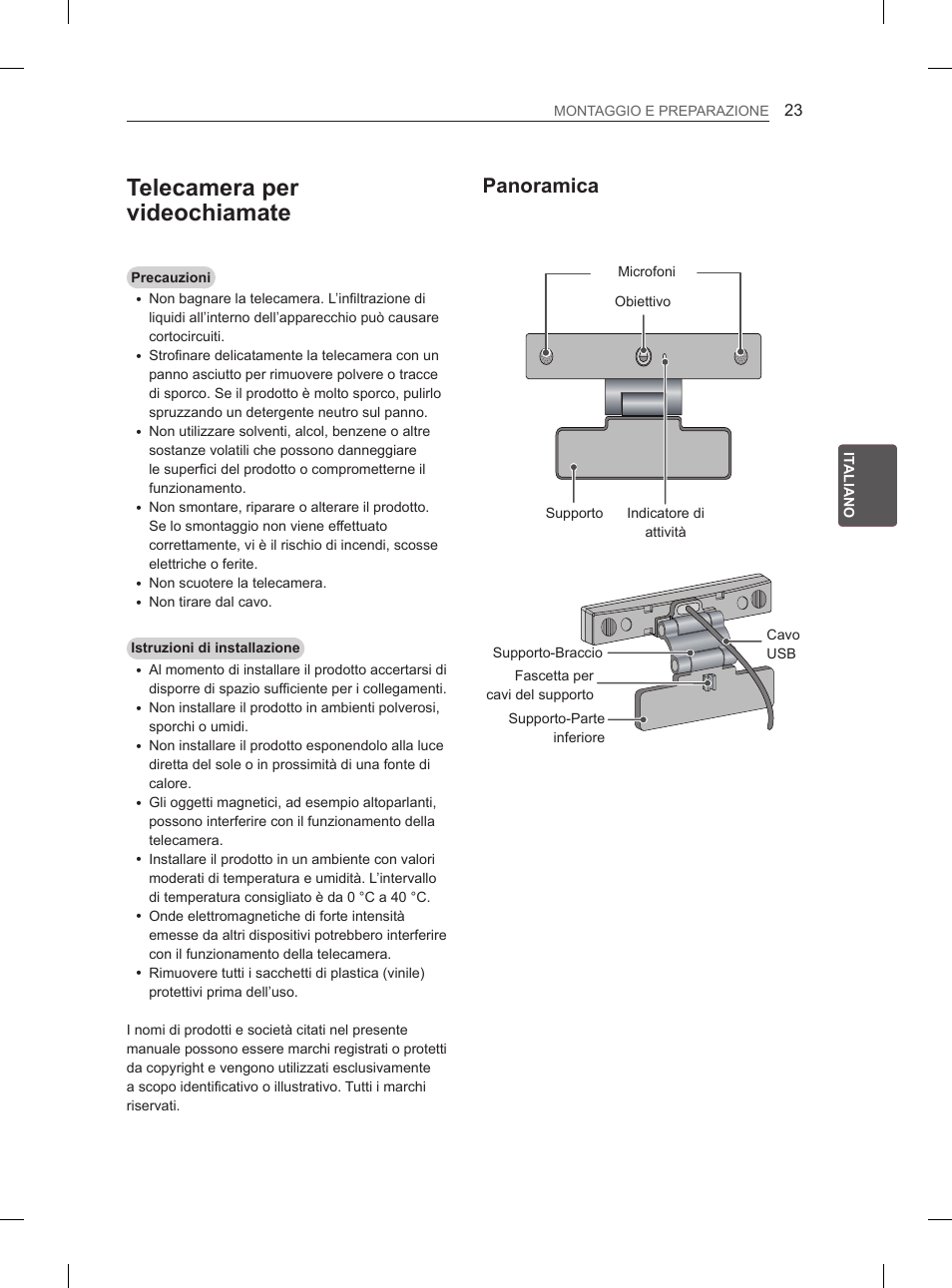 Telecamera per videochiamate, Panoramica | LG 55EA970V User Manual | Page 149 / 316