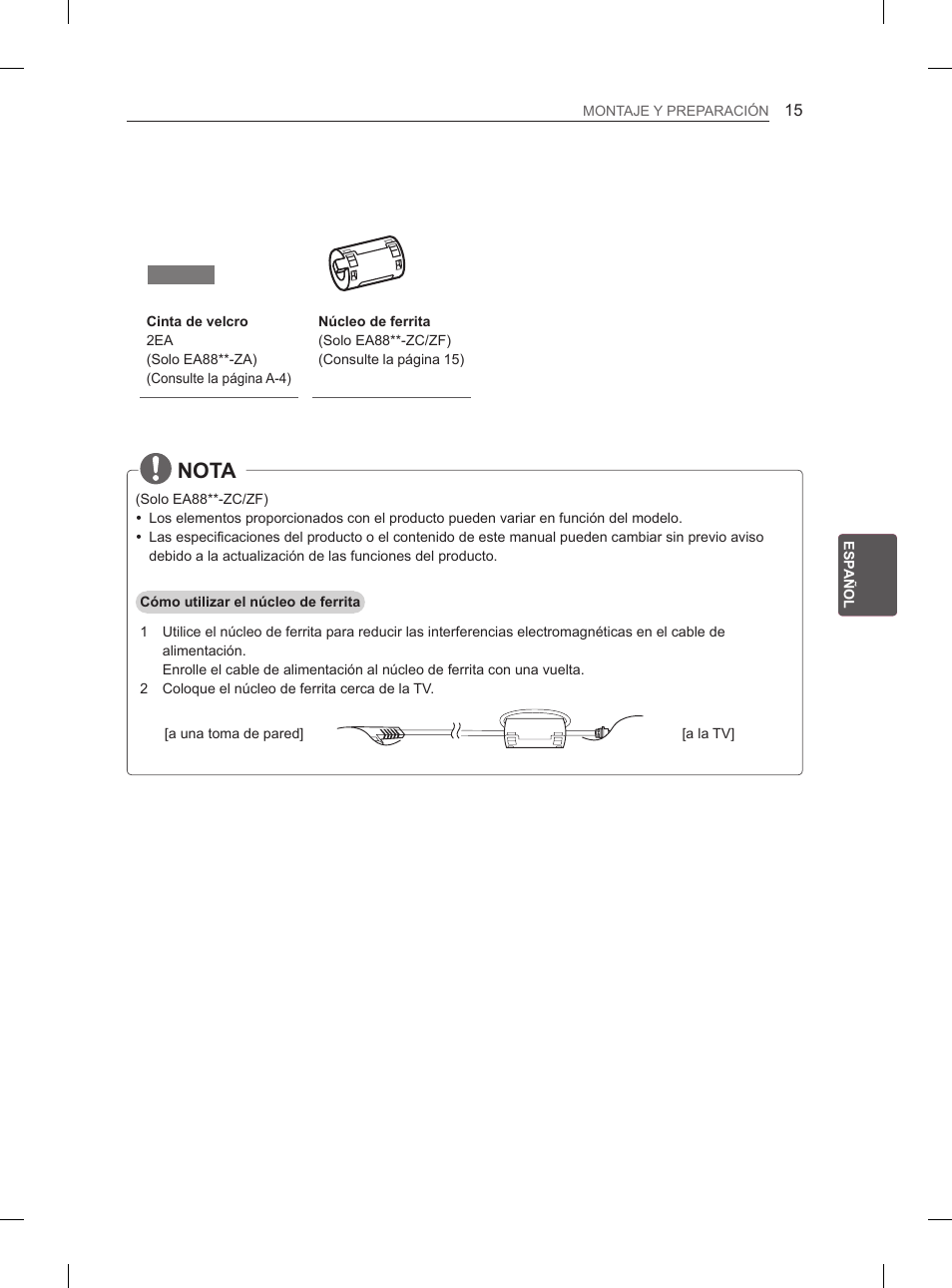 Nota | LG 55EA970V User Manual | Page 175 / 316