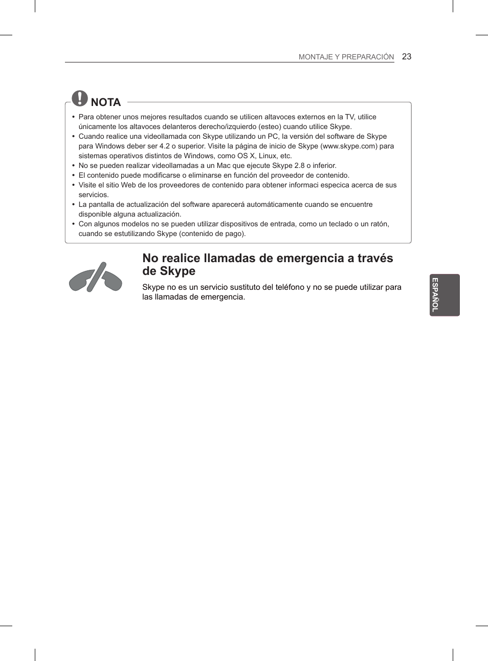 Nota | LG 55EA970V User Manual | Page 183 / 316
