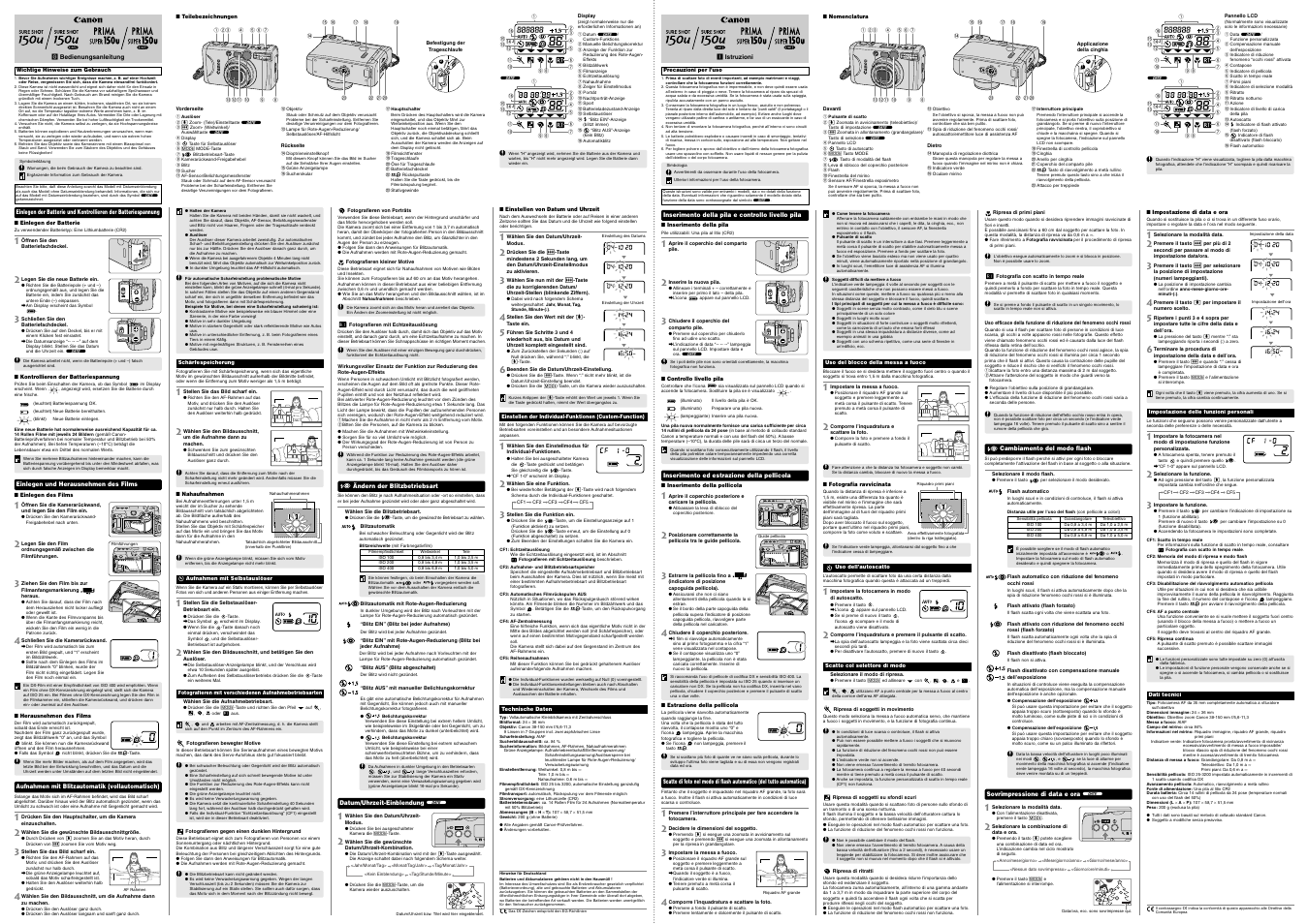 Canon Prima Super 150u QD User Manual | Page 2 / 2