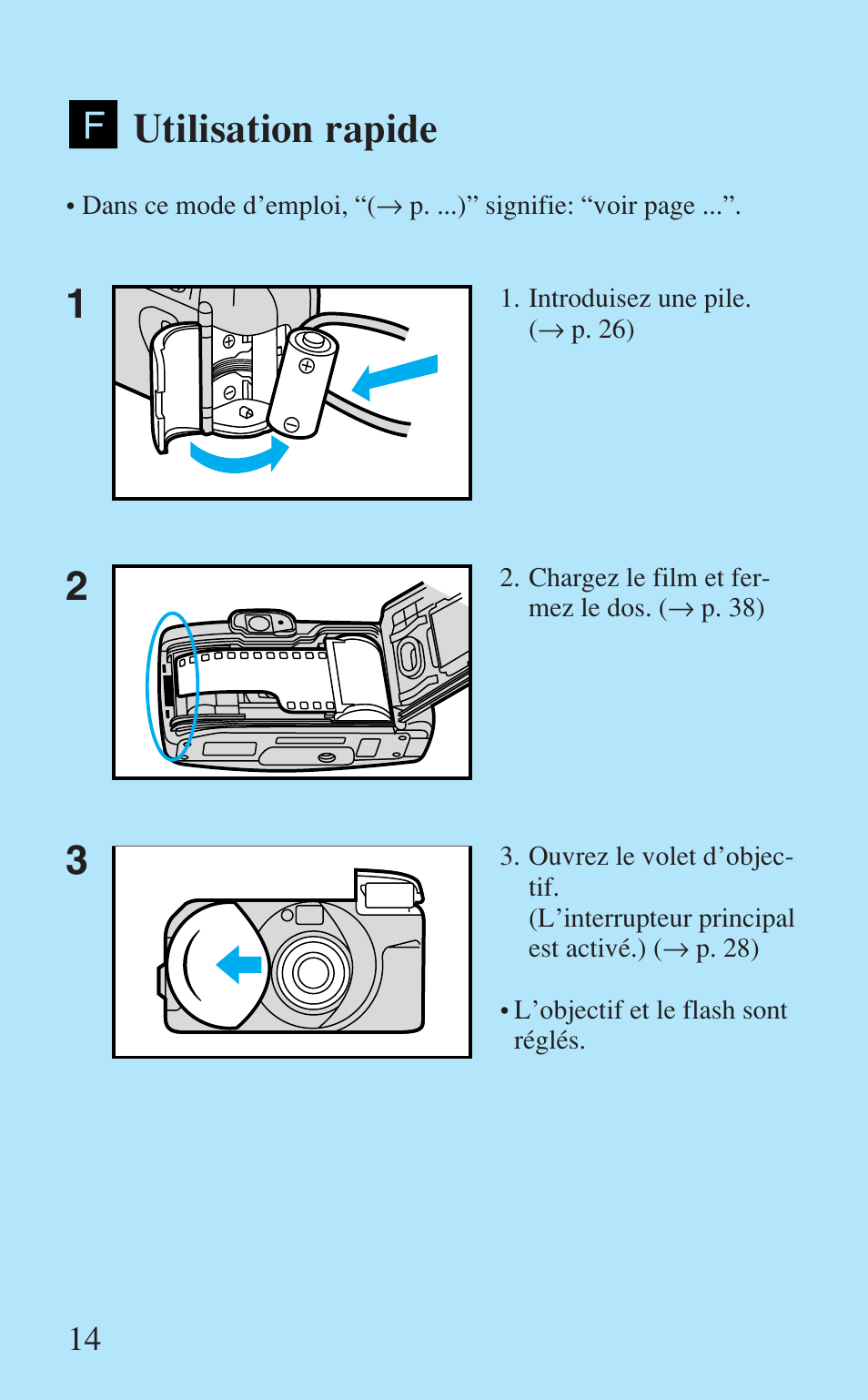 Utilisation rapide, 12 3 utilisation rapide | Canon Prima Super 28N -Set User Manual | Page 14 / 95