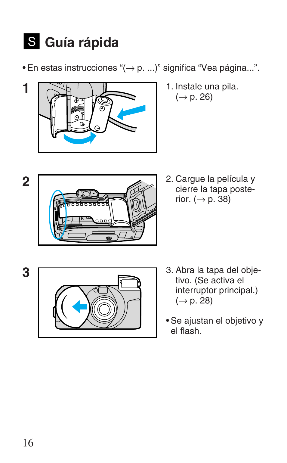 Guía rápida, 12 3 guía rápida | Canon Prima Super 28N -Set User Manual | Page 16 / 95