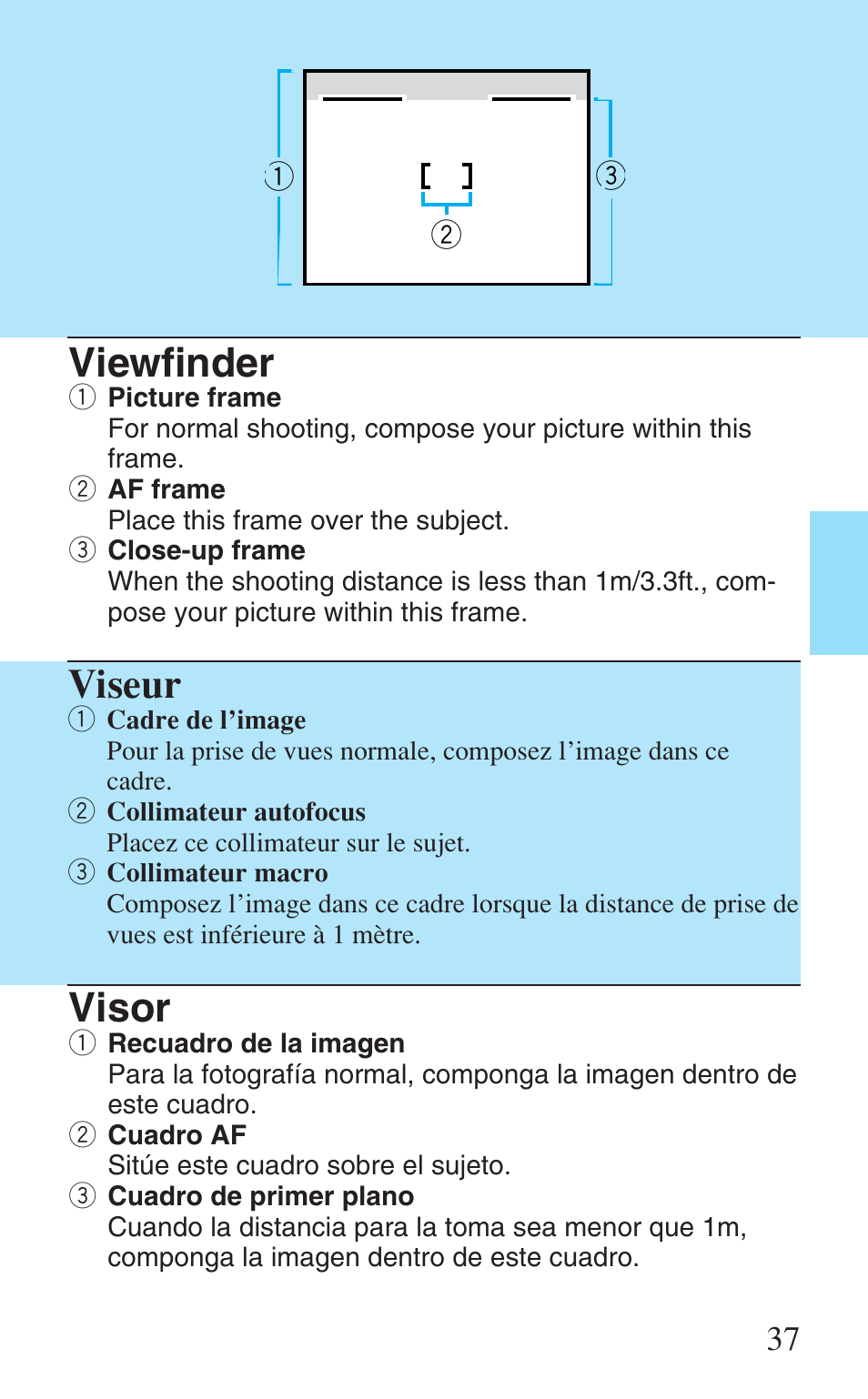 Viewfinder, Viseur, Visor | Canon Prima Super 28N -Set User Manual | Page 37 / 95