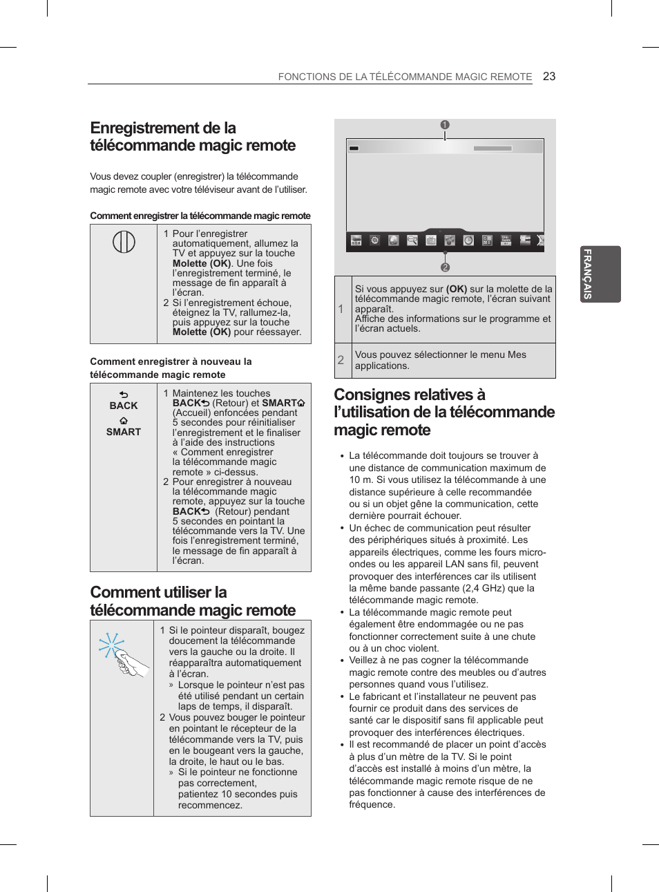Enregistrement de la télécommande magic remote, Comment utiliser la télécommande magic remote | LG 60PH660S User Manual | Page 110 / 279