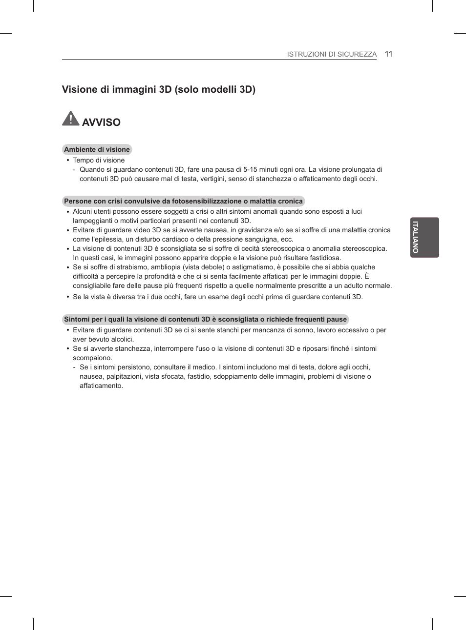 Avviso, Visione di immagini 3d (solo modelli 3d) | LG 60PH660S User Manual | Page 124 / 279