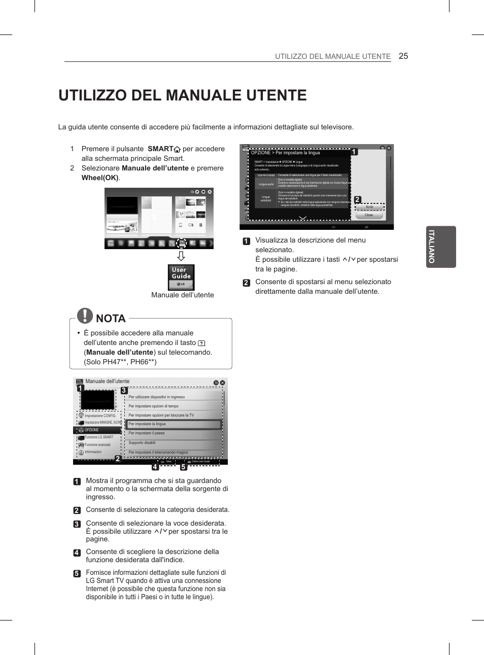 Utilizzo del manuale utente, Nota | LG 60PH660S User Manual | Page 138 / 279