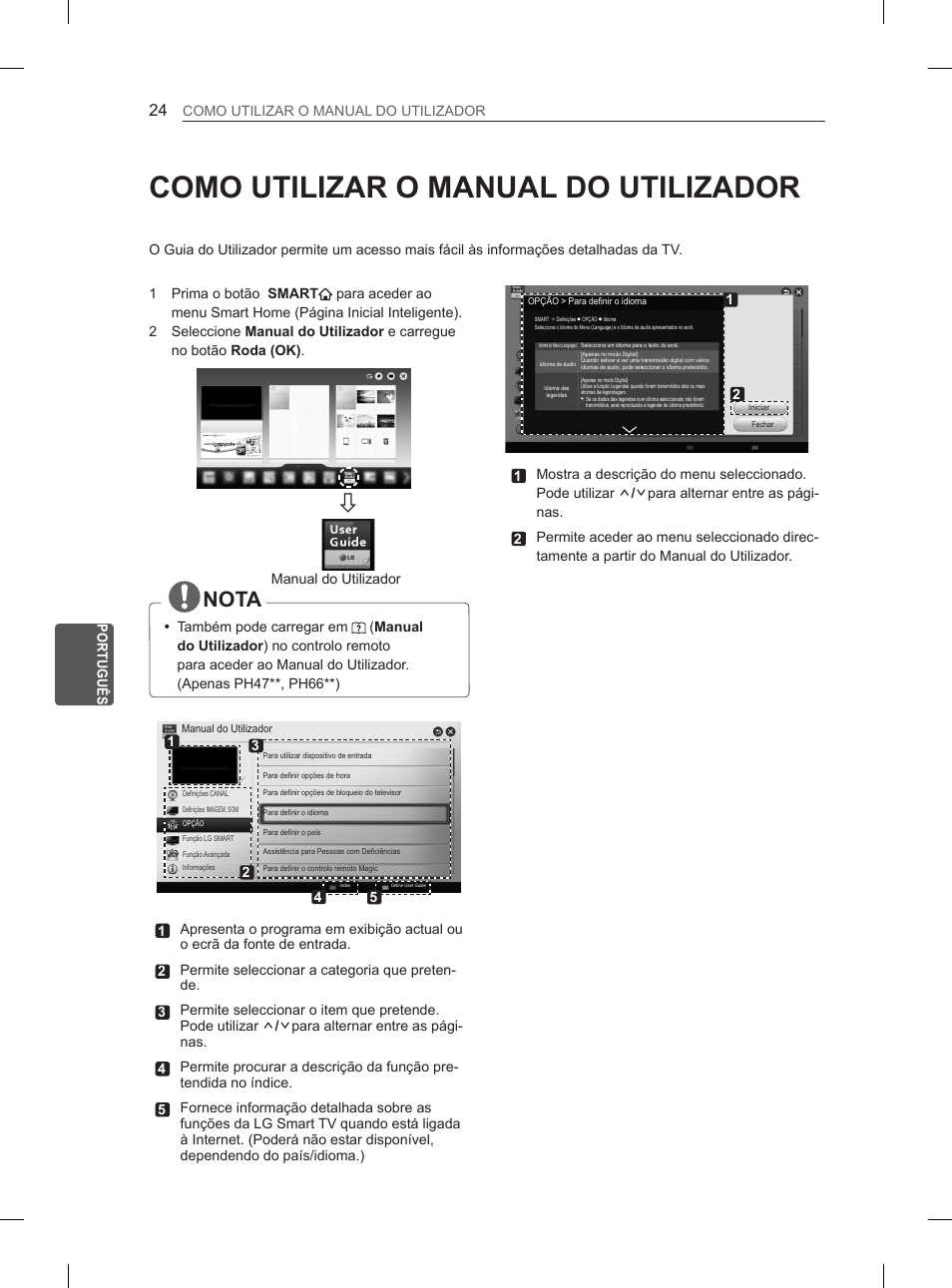 Como utilizar o manual do utilizador, Nota | LG 60PH660S User Manual | Page 191 / 279