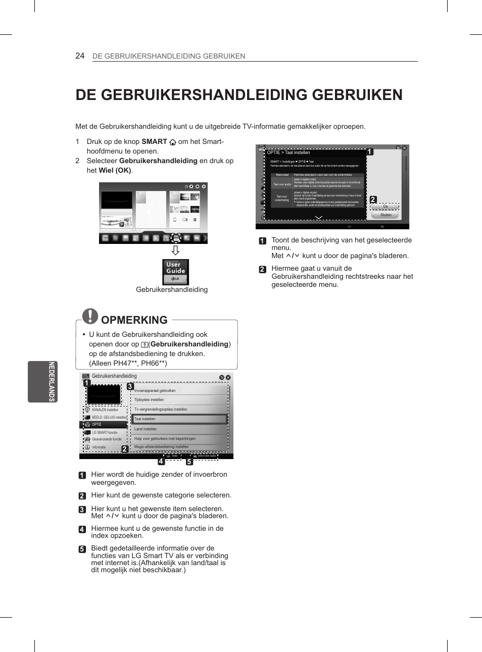 De gebruikershandleiding gebruiken, Opmerking | LG 60PH660S User Manual | Page 217 / 279