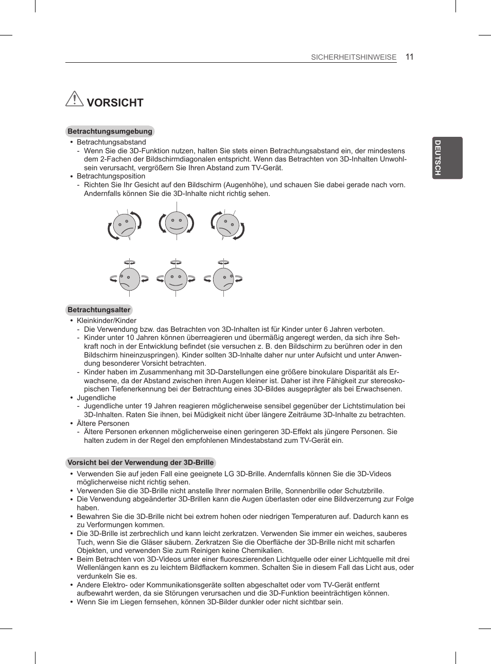 Vorsicht | LG 60PH660S User Manual | Page 72 / 279