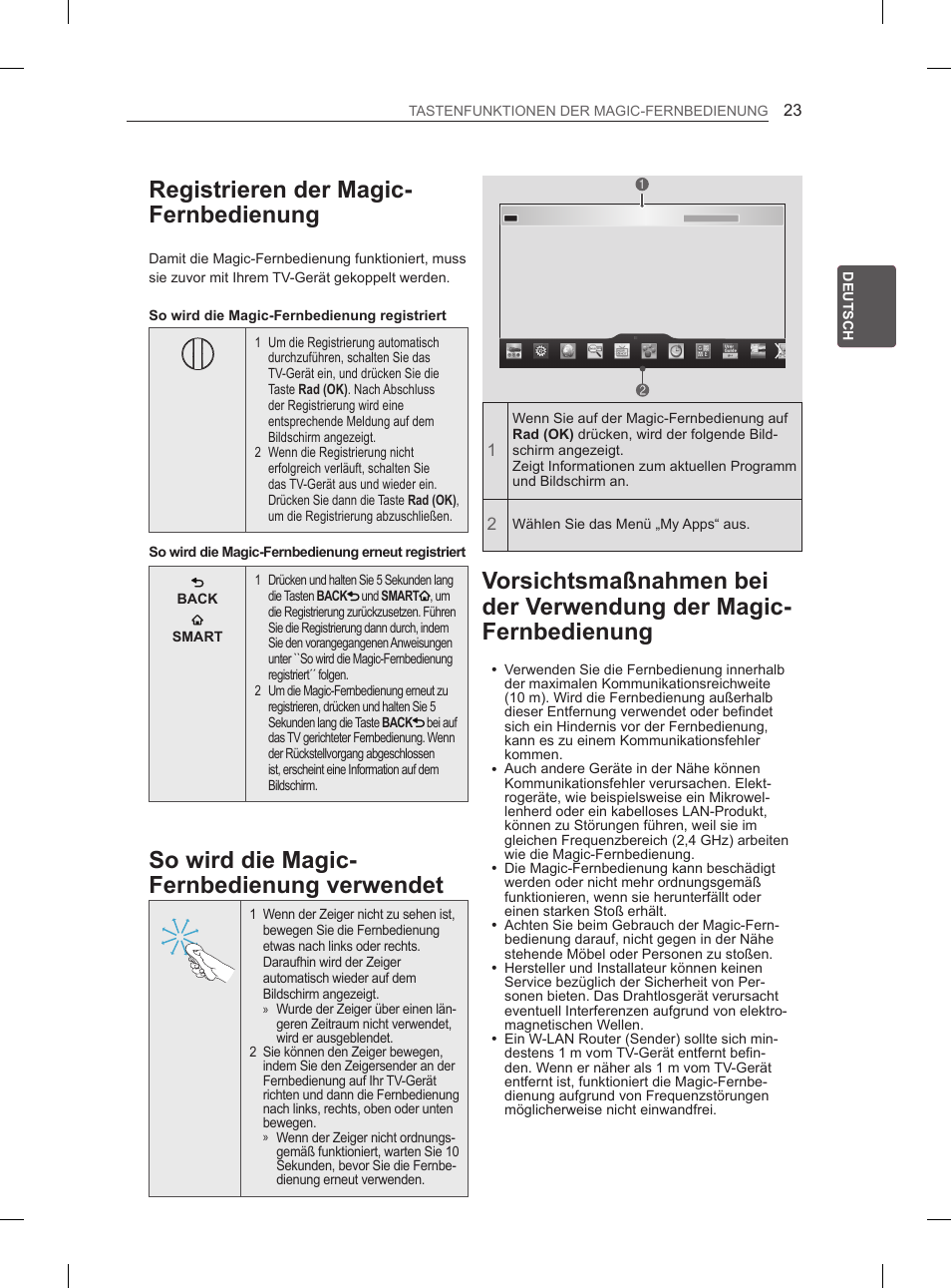 Registrieren der magic- fernbedienung, So wird die magic- fernbedienung verwendet | LG 60PH660S User Manual | Page 84 / 279