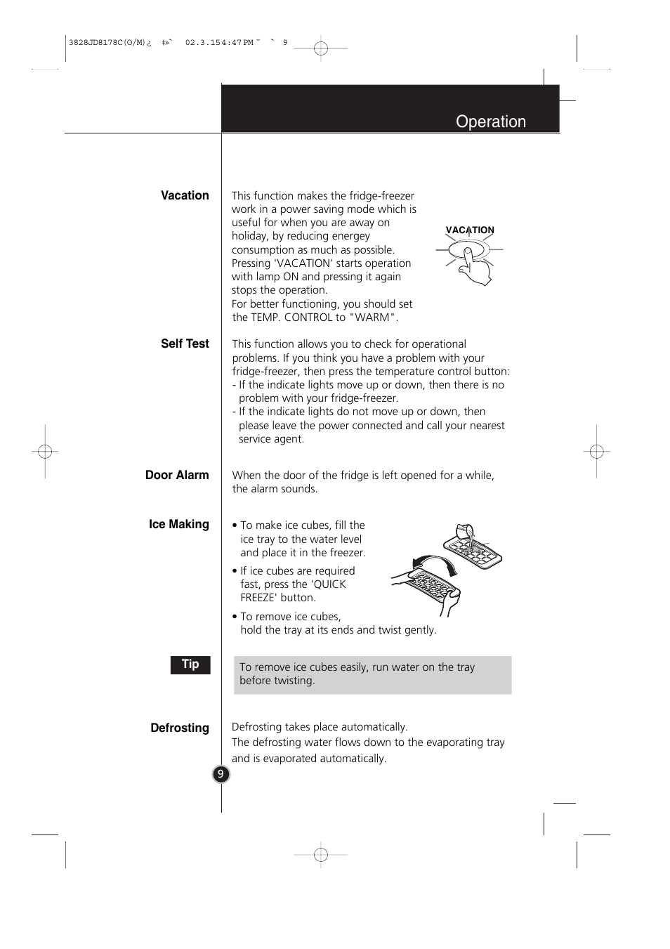 Operation | LG GR-399SLQA User Manual | Page 10 / 44