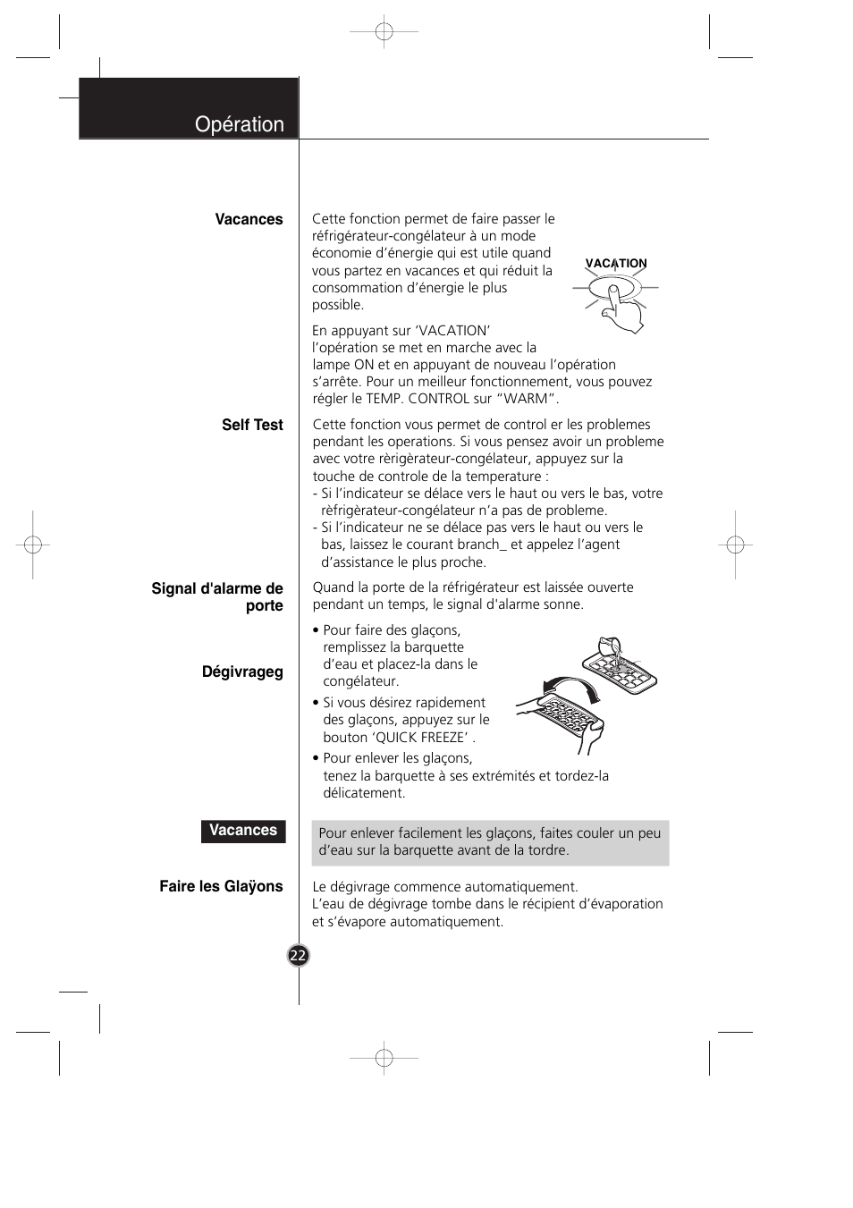 Opération | LG GR-399SLQA User Manual | Page 23 / 44