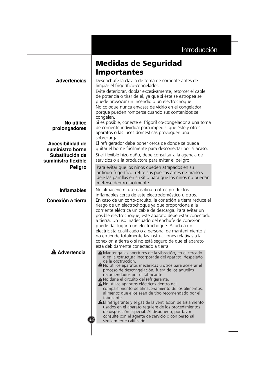 Medidas de seguridad importantes, Introducción | LG GR-399SLQA User Manual | Page 34 / 44