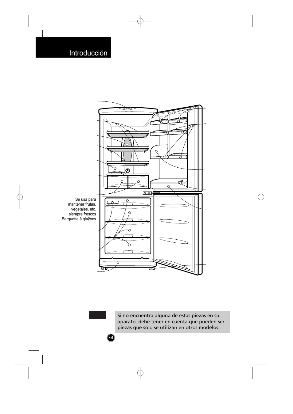 3identificación de las piezas, Introducción, Nota | LG GR-399SLQA User Manual | Page 35 / 44