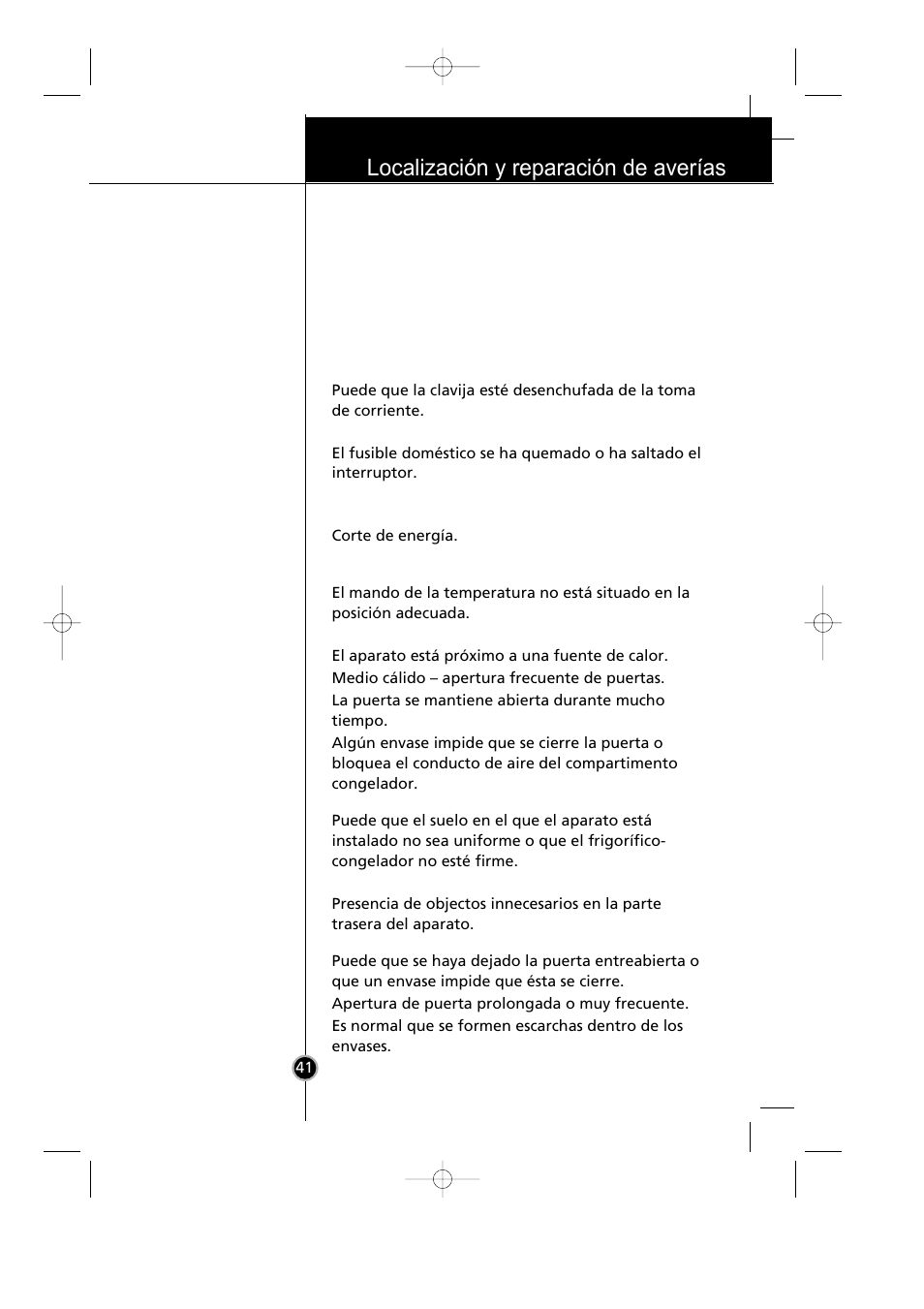 Localización y reparación de averías | LG GR-399SLQA User Manual | Page 42 / 44