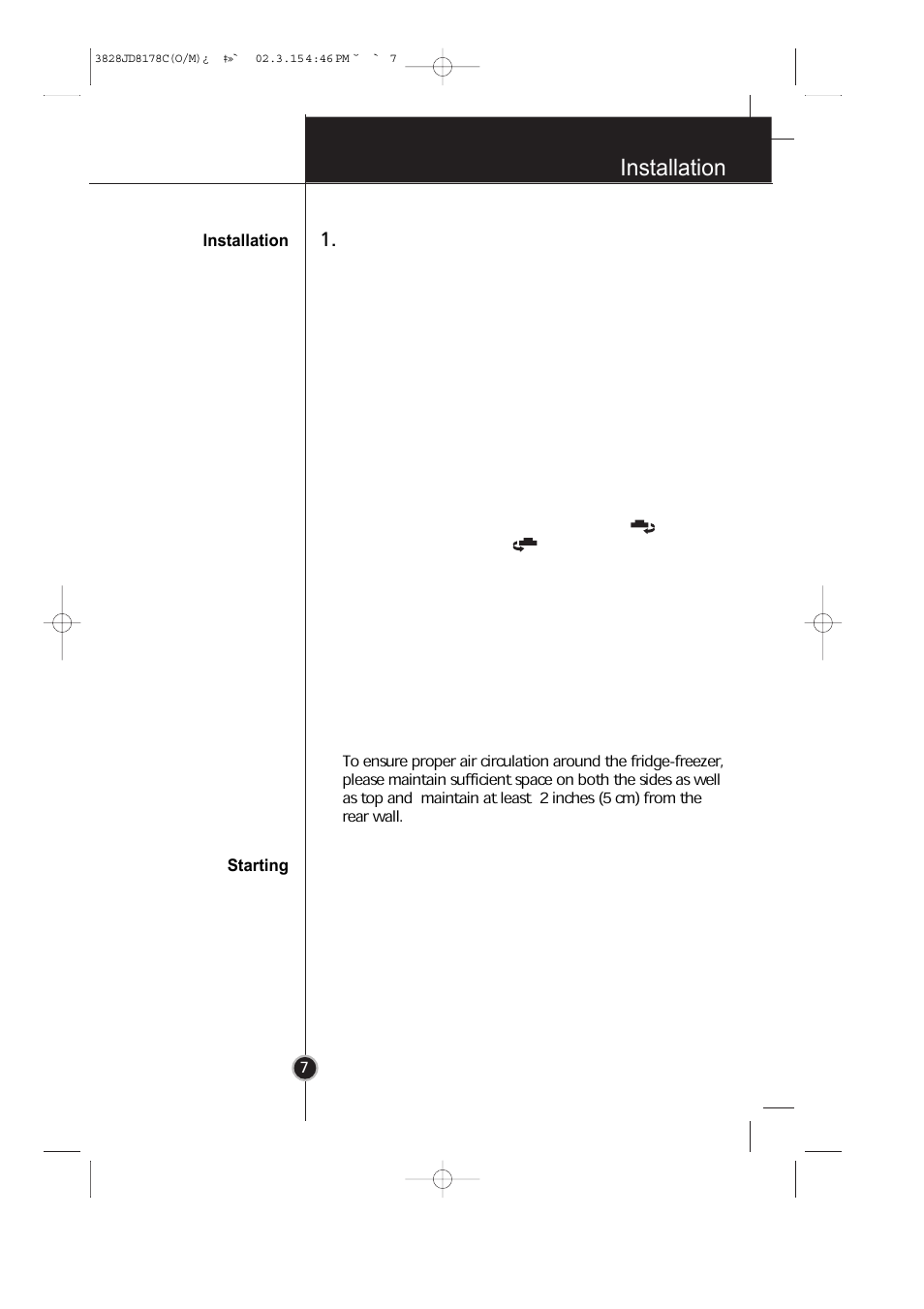 Installation | LG GR-399SLQA User Manual | Page 8 / 44