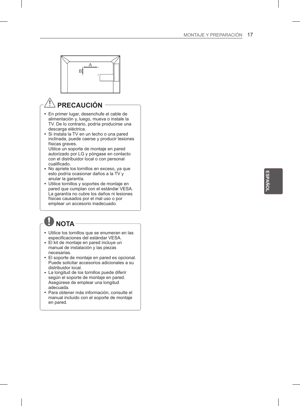 Precaución, Nota | LG 29LN460R User Manual | Page 114 / 243