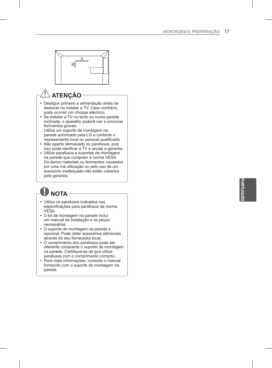 Atenção, Nota | LG 29LN460R User Manual | Page 136 / 243