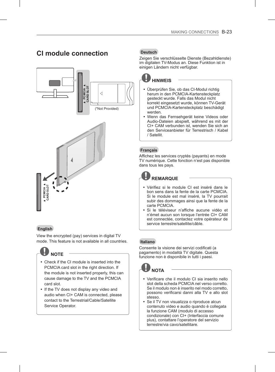 Ci module connection | LG 29LN460R User Manual | Page 230 / 243