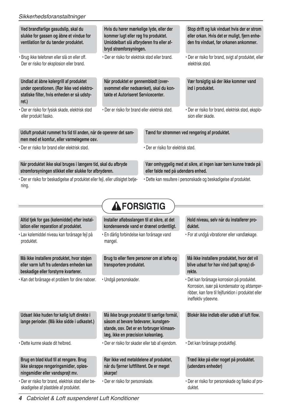 Forsigtig | LG UV18 NBC User Manual | Page 292 / 305