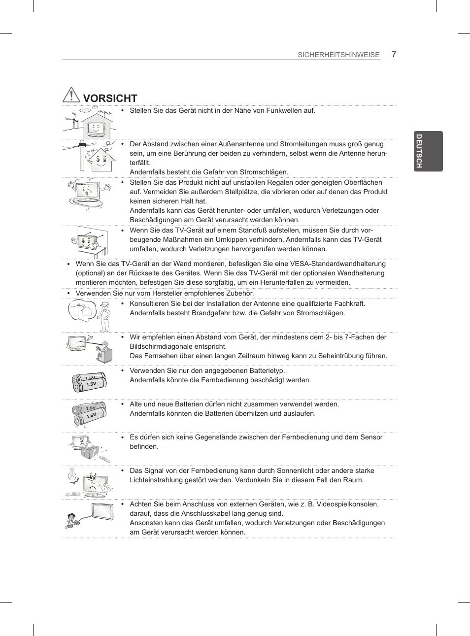 Vorsicht | LG 42CS460S User Manual | Page 37 / 212