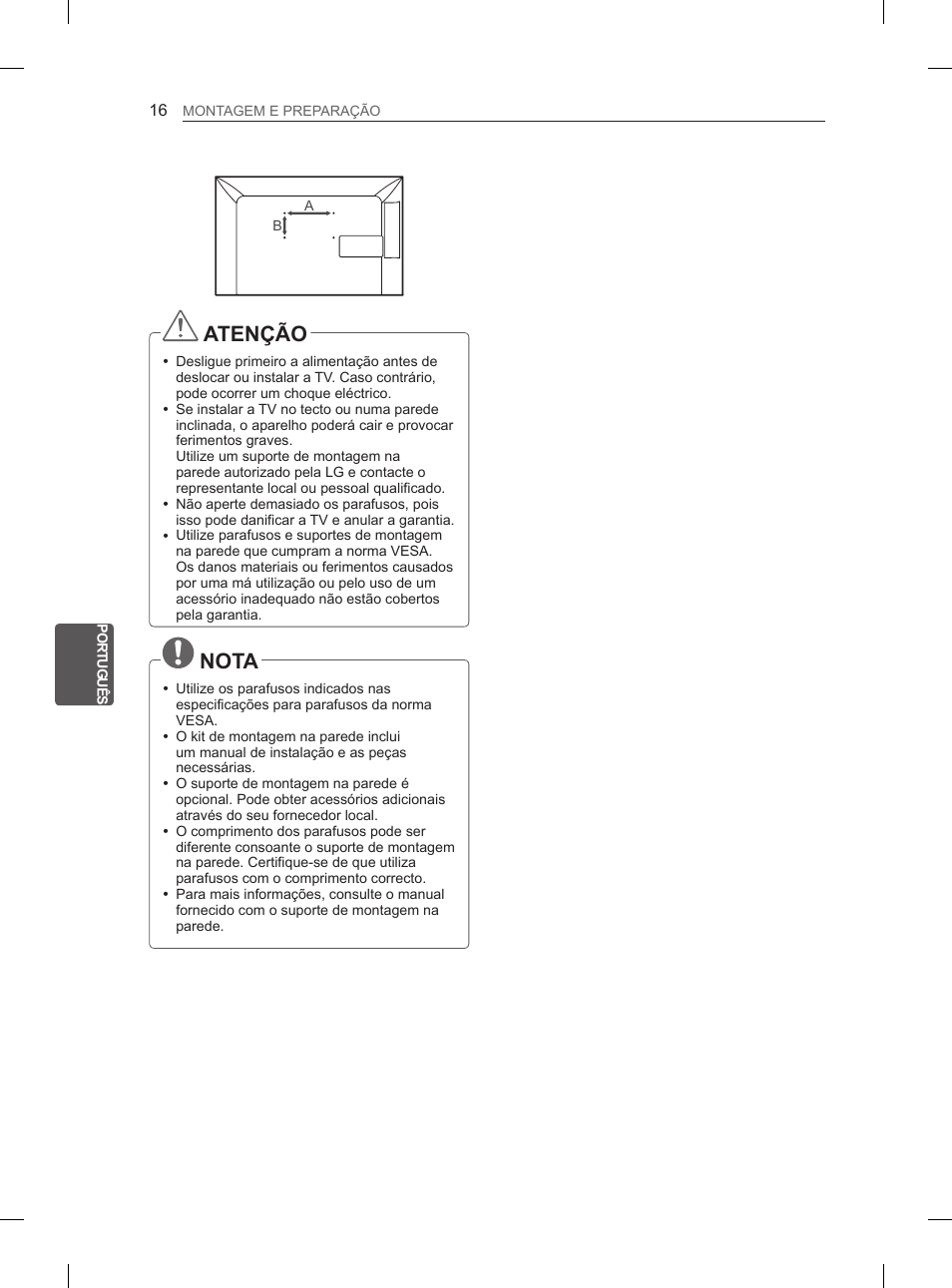 Atenção, Nota | LG 26LN457B User Manual | Page 127 / 223