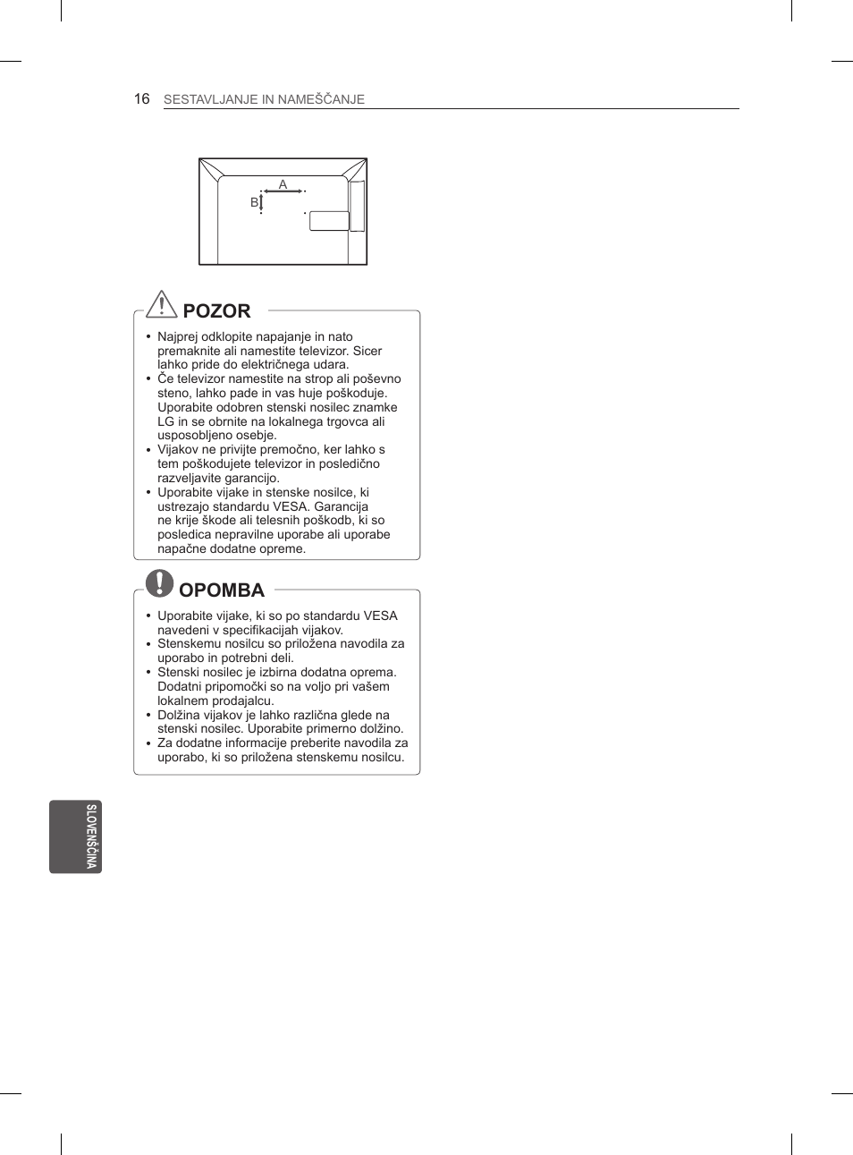 Pozor, Opomba | LG 26LN457B User Manual | Page 187 / 223