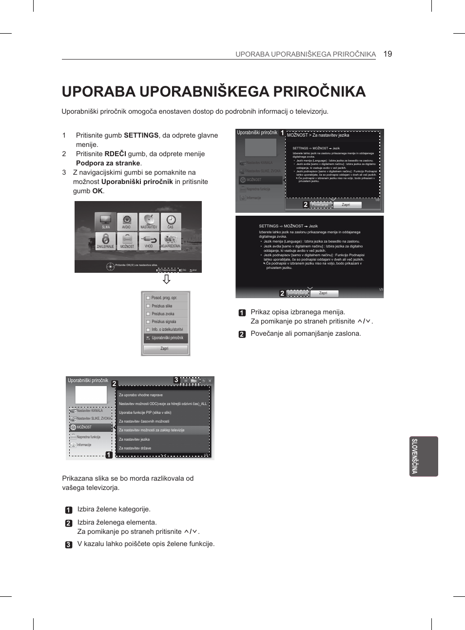 Uporaba uporabniškega priročnika, Sl slovenščina uporaba uporabniškega priročnika | LG 26LN457B User Manual | Page 190 / 223