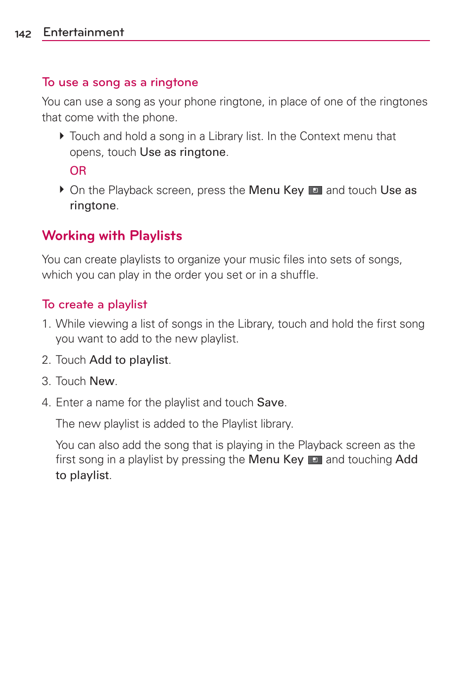 Working with playlists | LG VS700 User Manual | Page 144 / 448