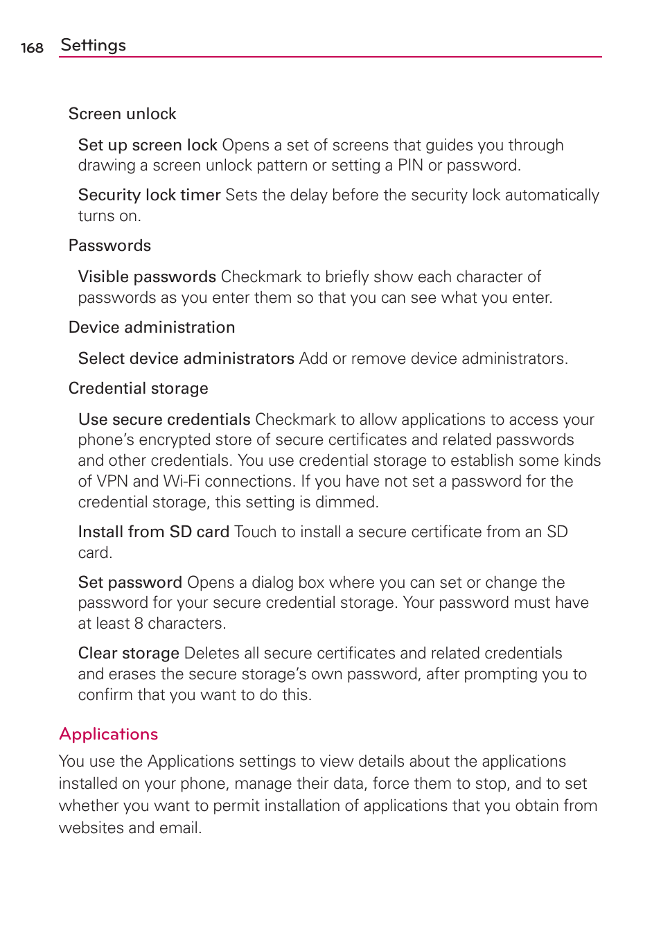 LG VS700 User Manual | Page 170 / 448