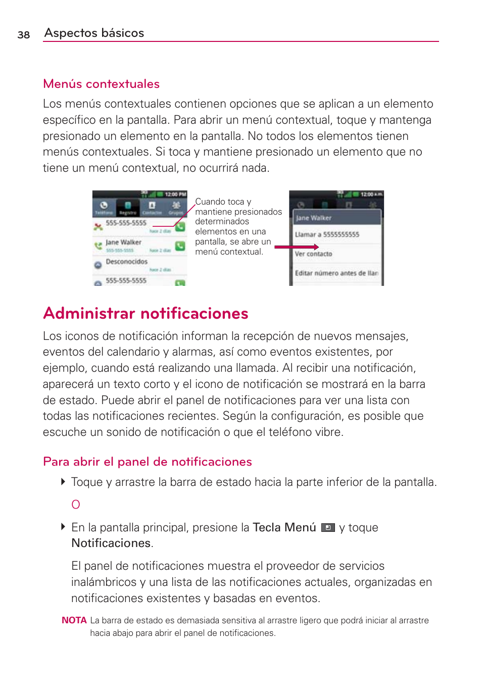 Administrar notificaciones | LG VS700 User Manual | Page 255 / 448