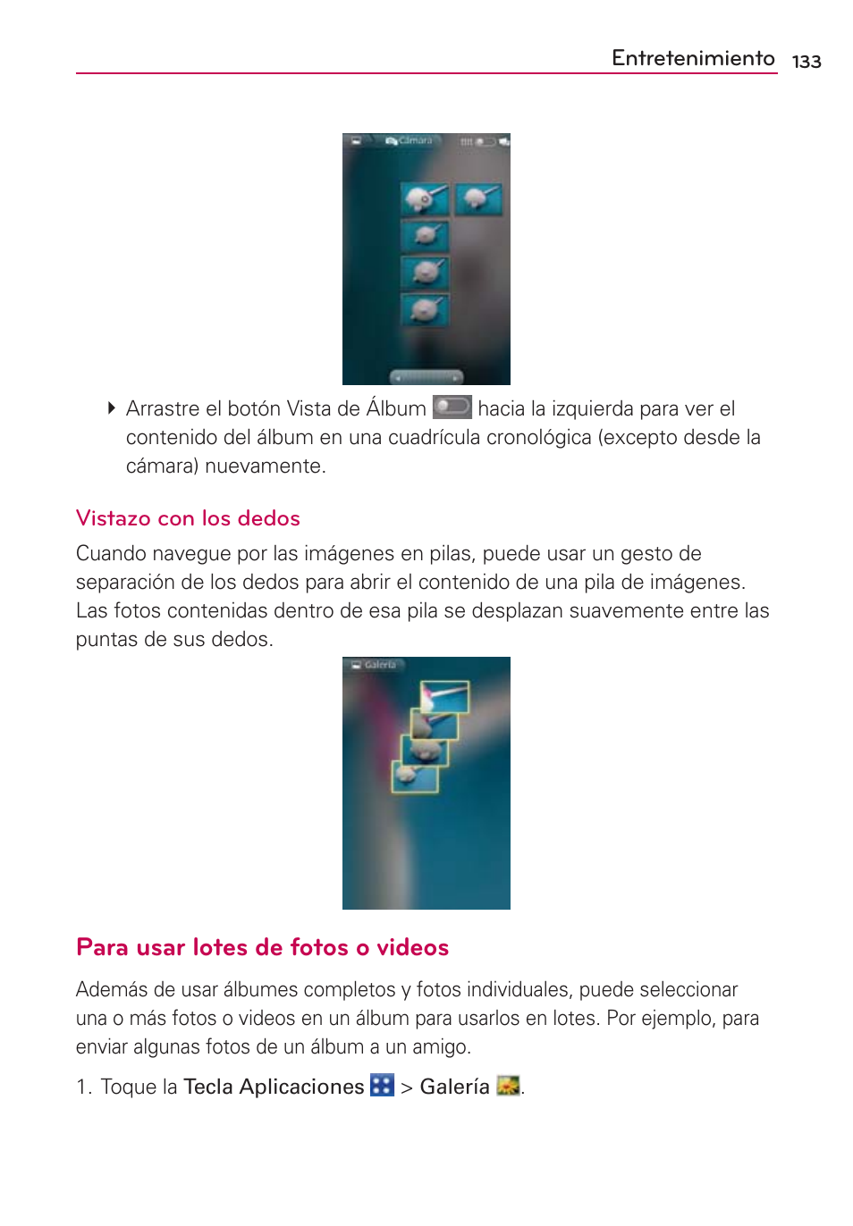 Para usar lotes de fotos o videos | LG VS700 User Manual | Page 350 / 448