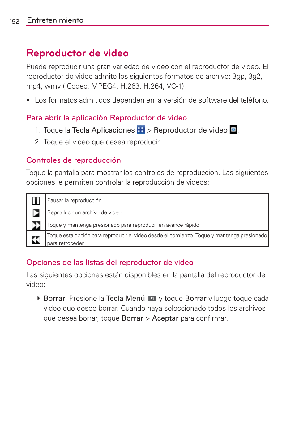 Reproductor de video | LG VS700 User Manual | Page 369 / 448
