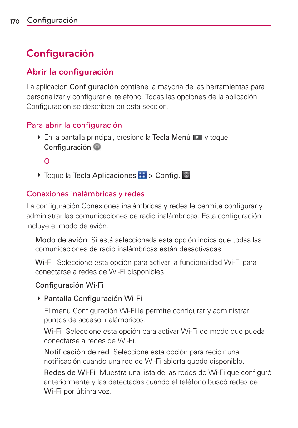 Configuración, Abrir la configuración | LG VS700 User Manual | Page 387 / 448