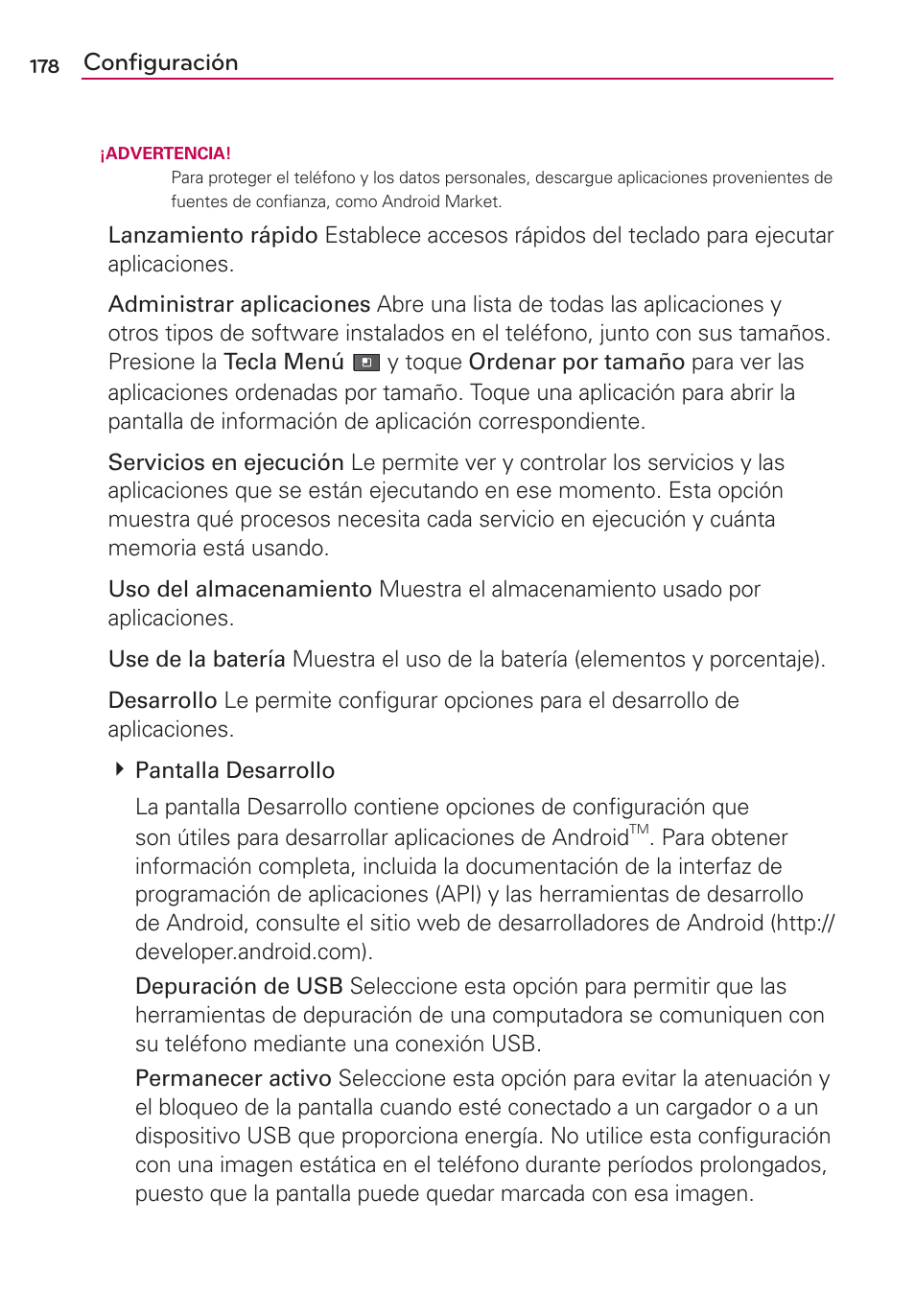 Configuración | LG VS700 User Manual | Page 395 / 448