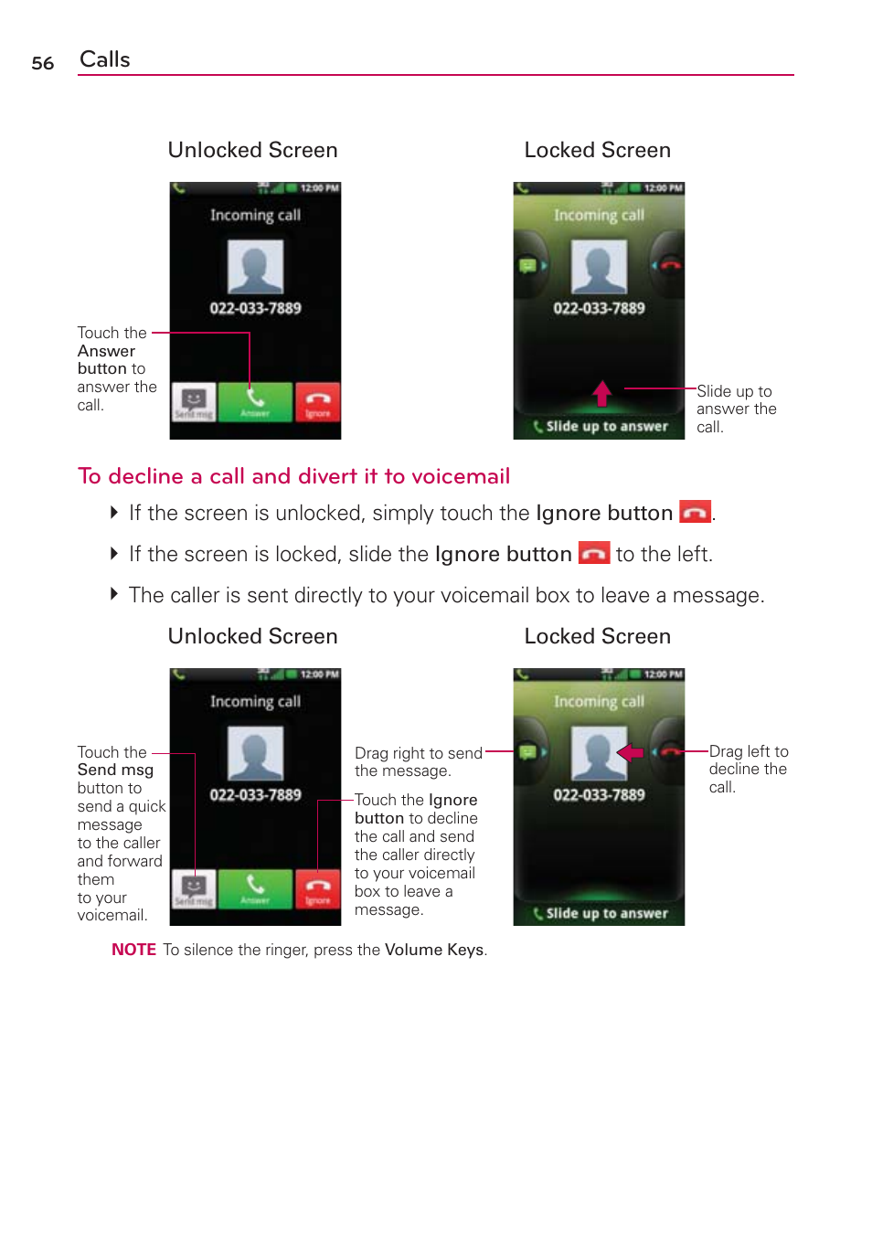 Calls | LG VS700 User Manual | Page 58 / 448