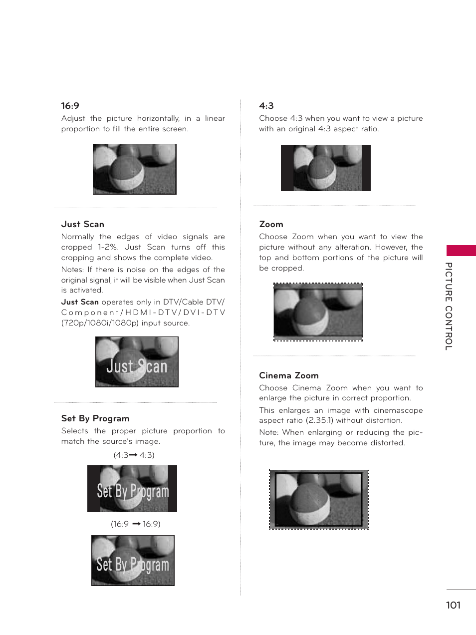 Just scan, Set by program | LG 37LD450 User Manual | Page 101 / 172