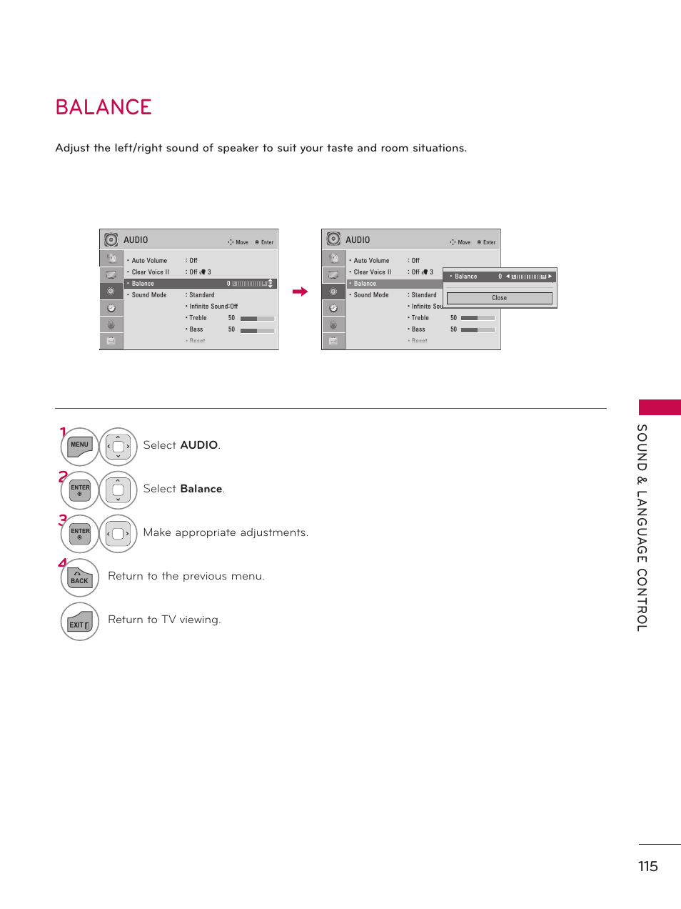 Balance | LG 37LD450 User Manual | Page 115 / 172