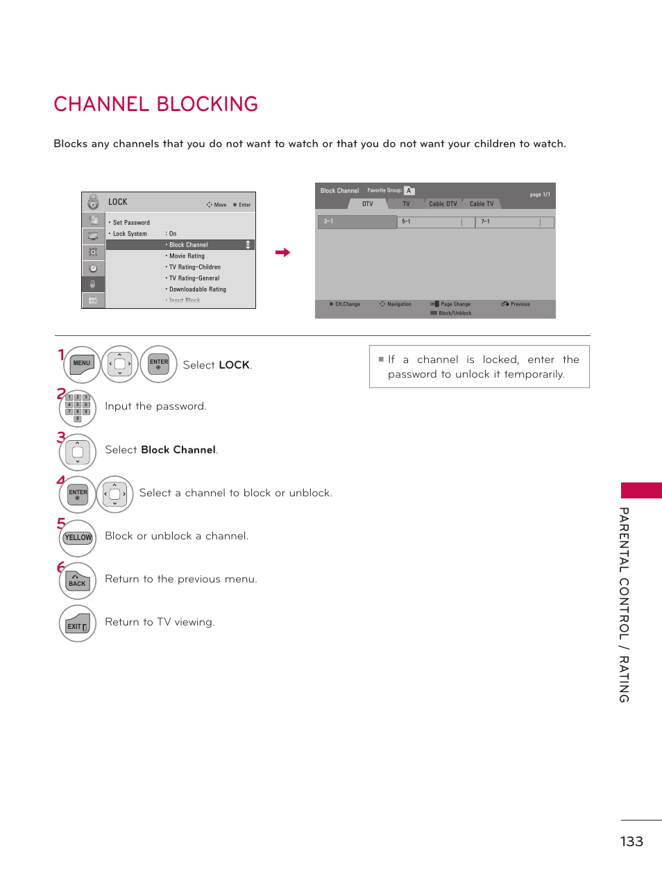 Channel blocking | LG 37LD450 User Manual | Page 133 / 172