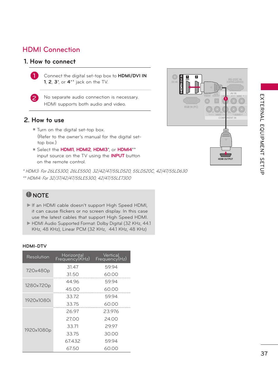 Hdmi connection, How to connect, How to use | LG 37LD450 User Manual | Page 37 / 172