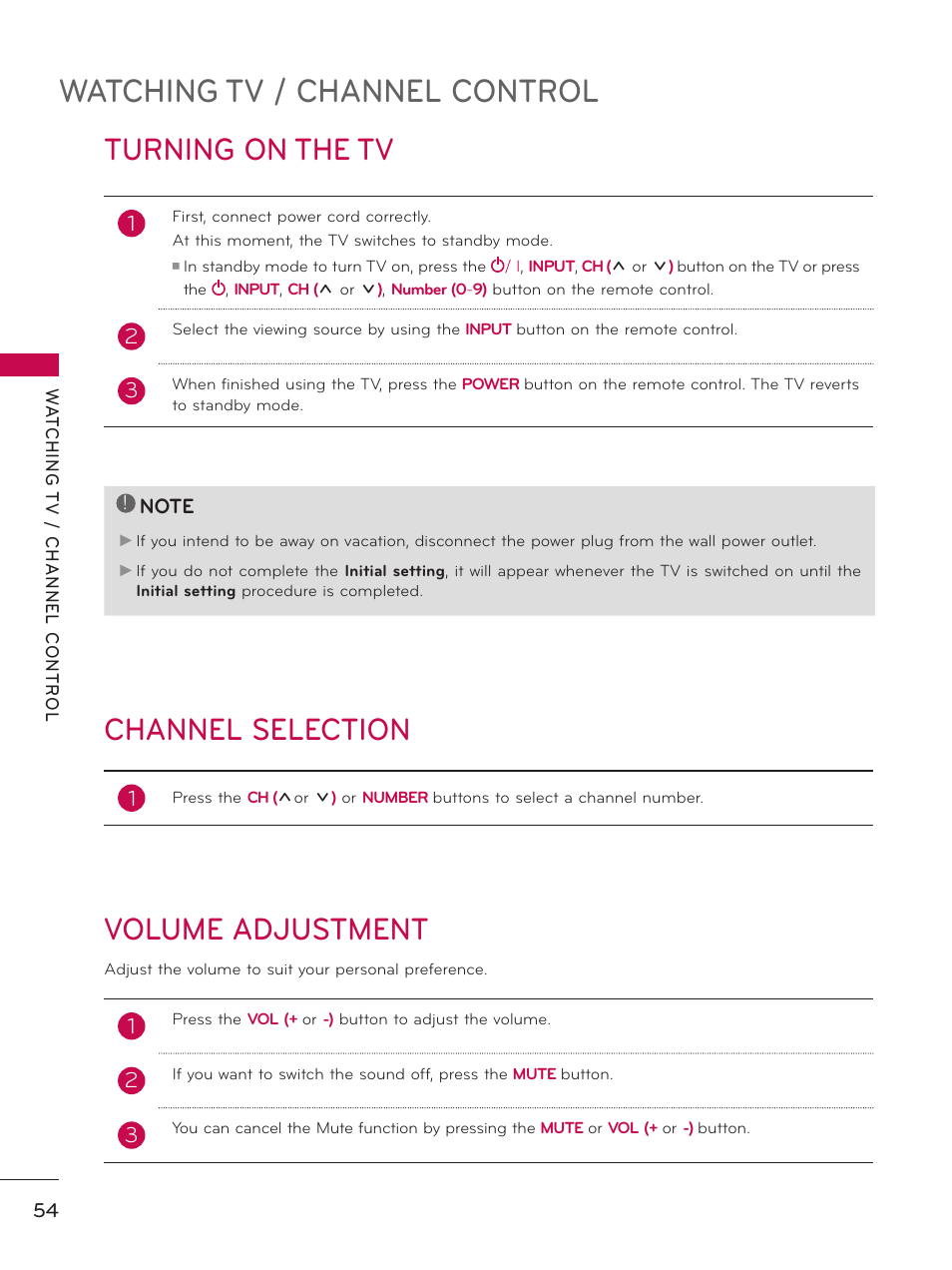 Watching tv / channel control | LG 37LD450 User Manual | Page 54 / 172