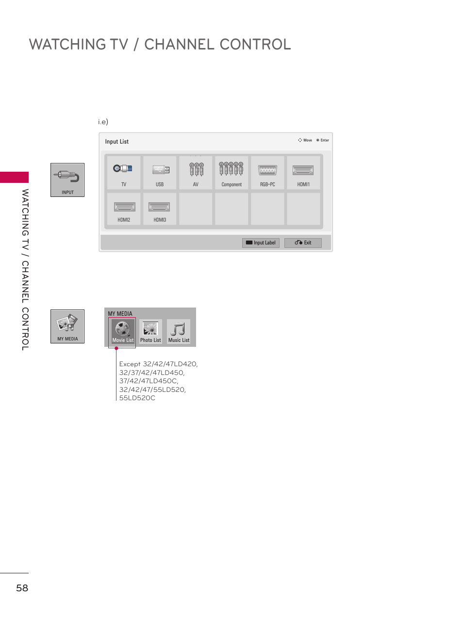 Watching tv / channel control | LG 37LD450 User Manual | Page 58 / 172