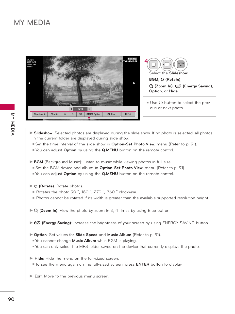 My media, My m ed ia | LG 37LD450 User Manual | Page 90 / 172