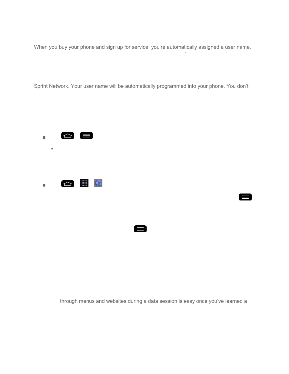 Your user name, Launch a web connection, Browser | Learn to navigate the browser | LG LGLS995 User Manual | Page 119 / 218
