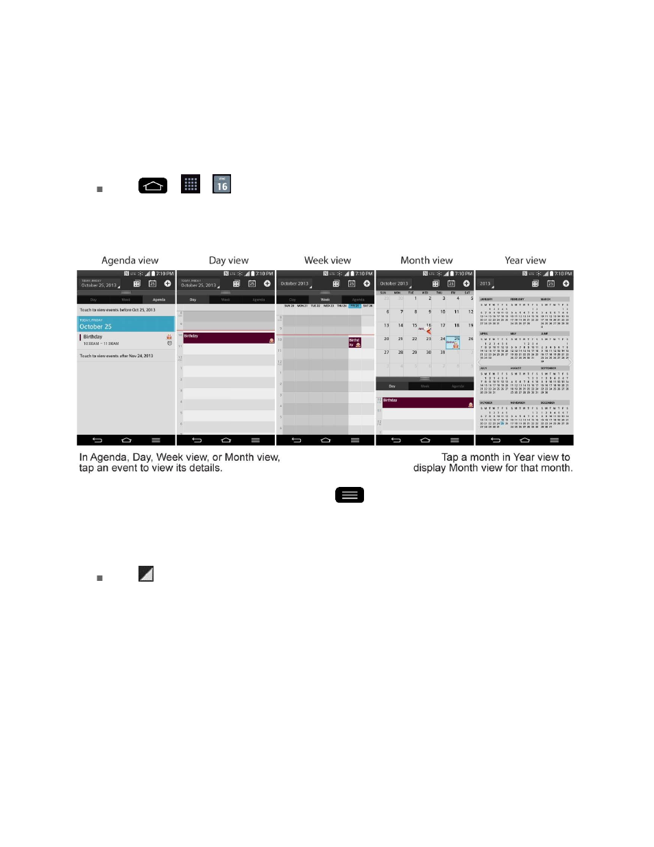 Calendar, Change calendar view | LG LGLS995 User Manual | Page 151 / 218
